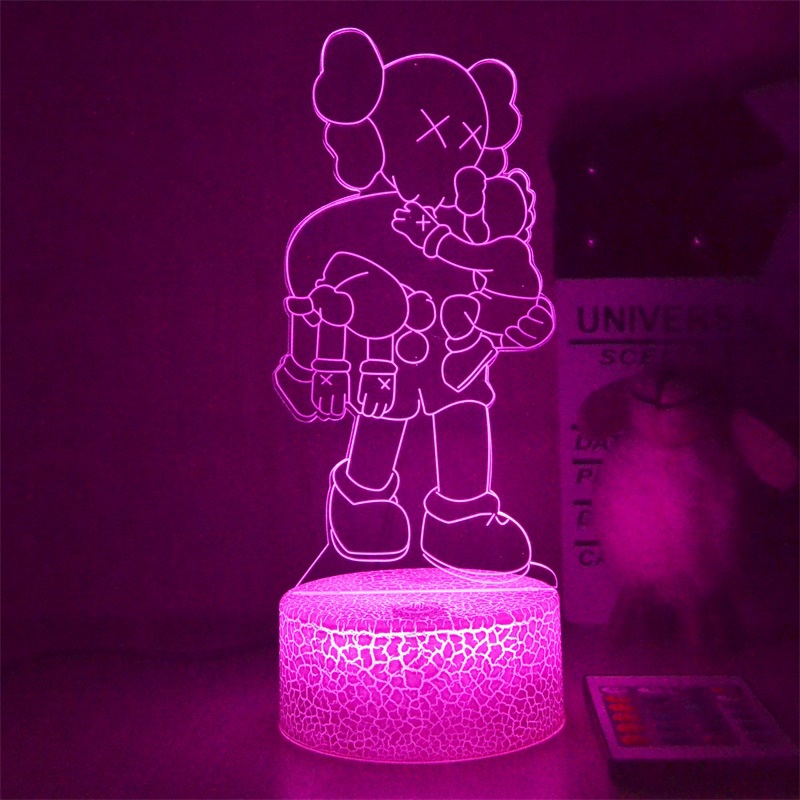 Đèn Ngủ LED 3d Hình Bearbrick Hoạt Hình Dễ Thương Kèm Điều Khiển Từ Xa Và Sạc USB Tiện Dụng Trang Trí Nhà Cửa