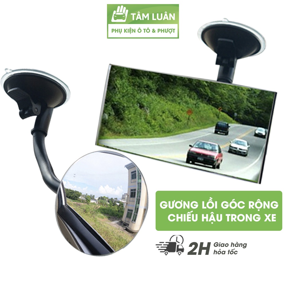 Gương chiếu hậu lồi góc rộng trong xe ô tô xoay 360 độ, có giác hút chắc chắn, phụ kiện ô tô Tâm Luân