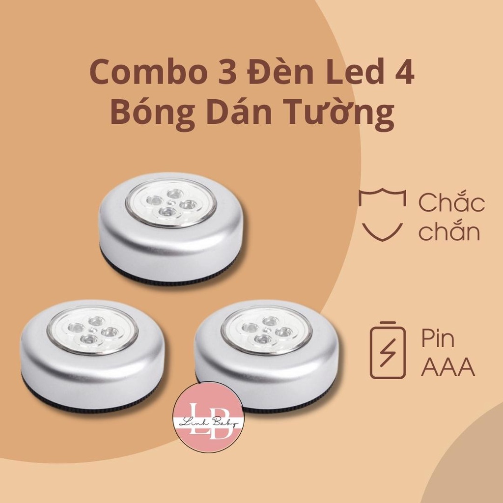 Combo 3 đèn led dán tường 4 bóng tiết kiệm điện năng