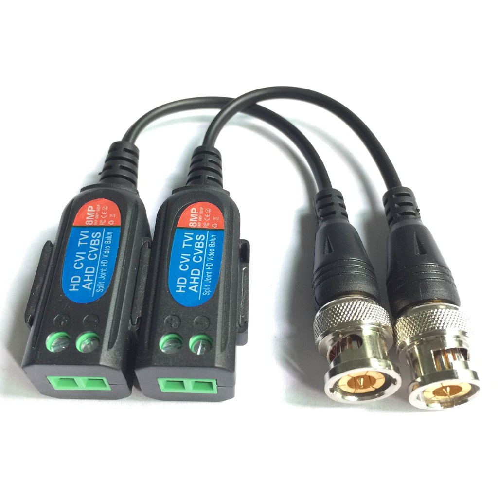 Giắc cắm, Jack cắm camera Video balun 8MP HDCVI/TVI/AHD, jack nối camera, rắc nối camera analog chạy dây mạng
