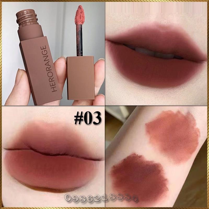 Son môi Herorange dạng kem lì chất nhung mờ kháng nước lâu trôi HR225