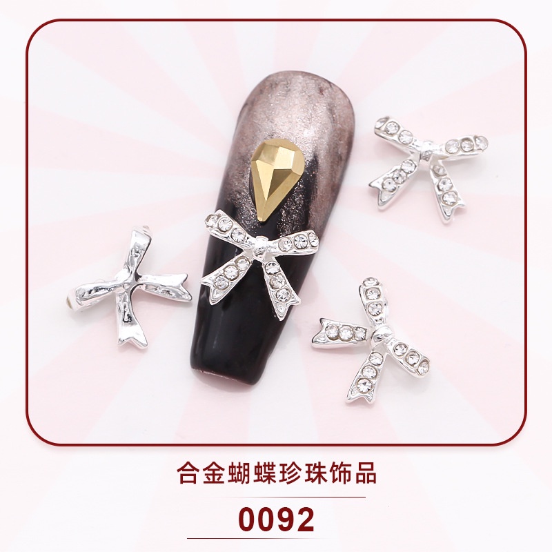 Phụ Kiện Trang Trí Móng Tay Hình Bướm Bằng Hợp Kim Đính Đá Xinh Xắn Thời Trang Mới