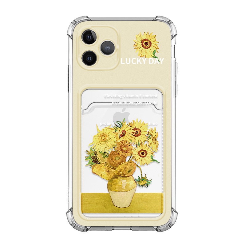 Ốp lưng iphone trong túi đựng thẻ hoa hướng dương 6/s/plus/splus/7/7plus/8/8plus/xs/11/12/13/14/pro/max/plus/promax TT21