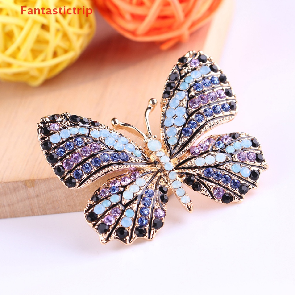 Ghim Cài Áo Hình Bướm Đính Đá Pha Lê Thanh Lịch Thời Trang Cho Nữ