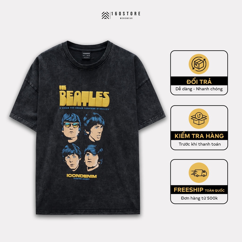 Áo Thun Nam Washed ICDN Beatles Special No Chính Hãng 160STORE Chất Liệu Cotton Wash Dày Dặn ATID0144
