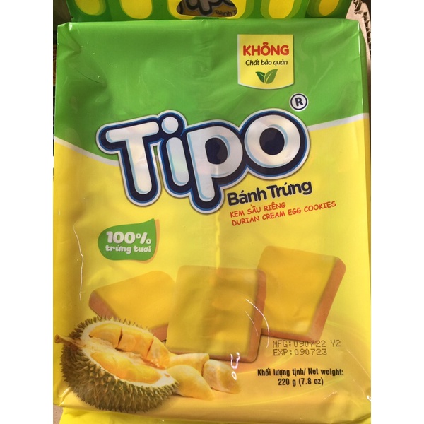 BÁNH TRỨNG TIPO KEM TRUYỀN THỐNG VÀ KEM SẦU RIÊNG TÚI 220G