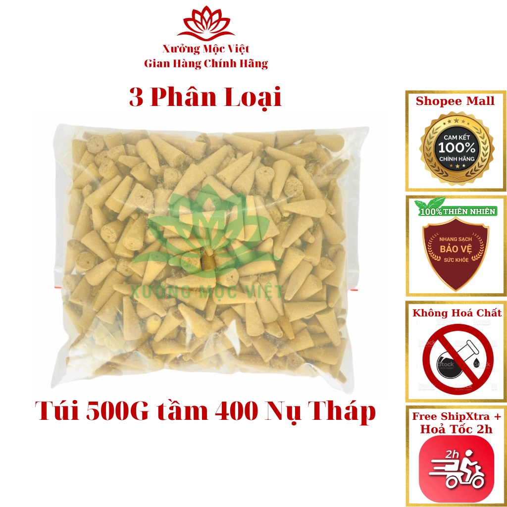 Nụ Trầm Hương Sạch Nguyên Chất Tự Nhiên Xưởng Mộc Việt - Túi 500G Nụ Tháp ( Đốt 10 - 15 phút )