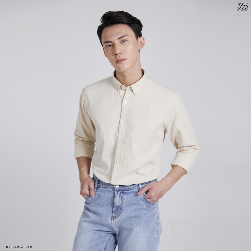 Áo sơ mi dài tay nam thương hiệu 360 Boutique chất thô cotton cao cấp 3 màu cơ bản - SHDTK339