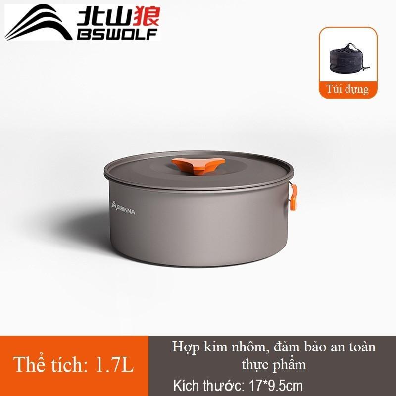 Nồi du lịch dã ngoại, cắm trại, camping BSWOLF-SK057 dung tích 1.7L - 2.7 L. Chống dính. Hợp kim nhôm . An toàn. Bền bỉ.