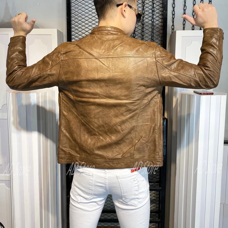 Áo khoác da nam cao cấp nâu bò mẫu mới nhất năm nay