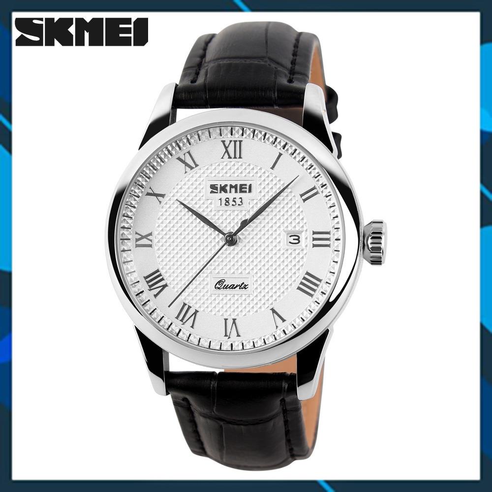 Đồng hồ nam dây da SKMIE,Doanh nhân Đồng hồ thạch anh Thời trang mới Dây da không thấm nước,BH 12 tháng