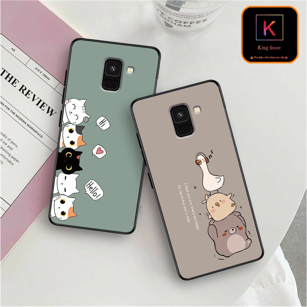Ốp lưng Samsung A8 2018 - A8 Plus - A8 Star - Ốp Samsung in hình Cat&amp;Bear đáng yêu - Chất liệu TPU siêu bền, bảo vệ máy