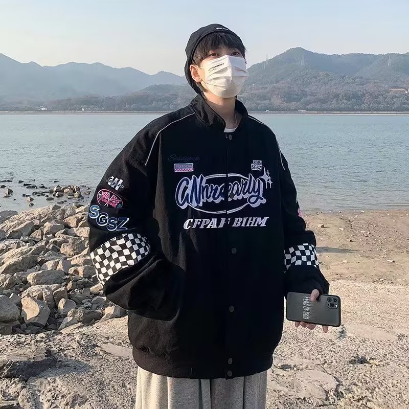 Áo Khoác Thêu Chữ Phong Cách Hàn Quốc Thời Trang Dành Cho Nam 2023 New Fashion Áo Khoác Tay Dài Dáng Rộng Màu Sắc Đơn Giản Thoải Mái Hù Hợp Nam Nữ Chất Nỉ Bông Cao Cấp