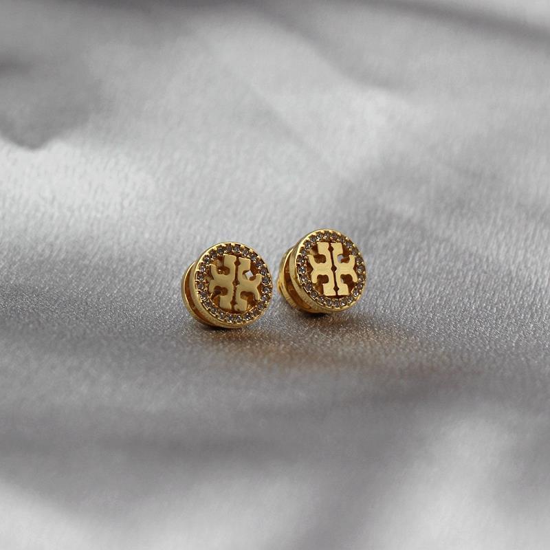 Bông Tai Mạ Vàng Hình Tròn Rỗng Đính Kim Cương Giả Đơn Giản Cho Nữ