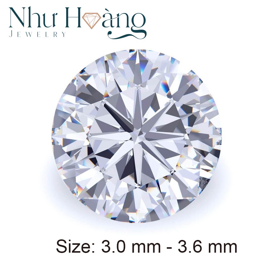 (Size 3mm - 3.6mm) Kim cương nhân tạo Moissanite Round Nước D, Độ Sạch FL, Kiểm Định C&amp;C, Tiêu Chuẩn U.S.A