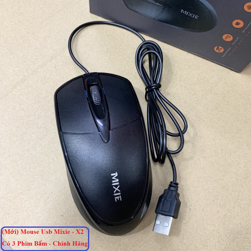 (Mới) Chuột Máy Tính Có Dây Cổng USB Mixie X2, Mouse Usb Mixie – X2 Có 3 Phím Bấm - Chính Hãng Bảo Hành 1 Năm