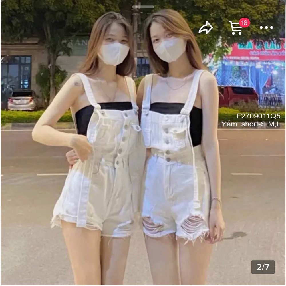 Yếm short kaki trắng lai rách!