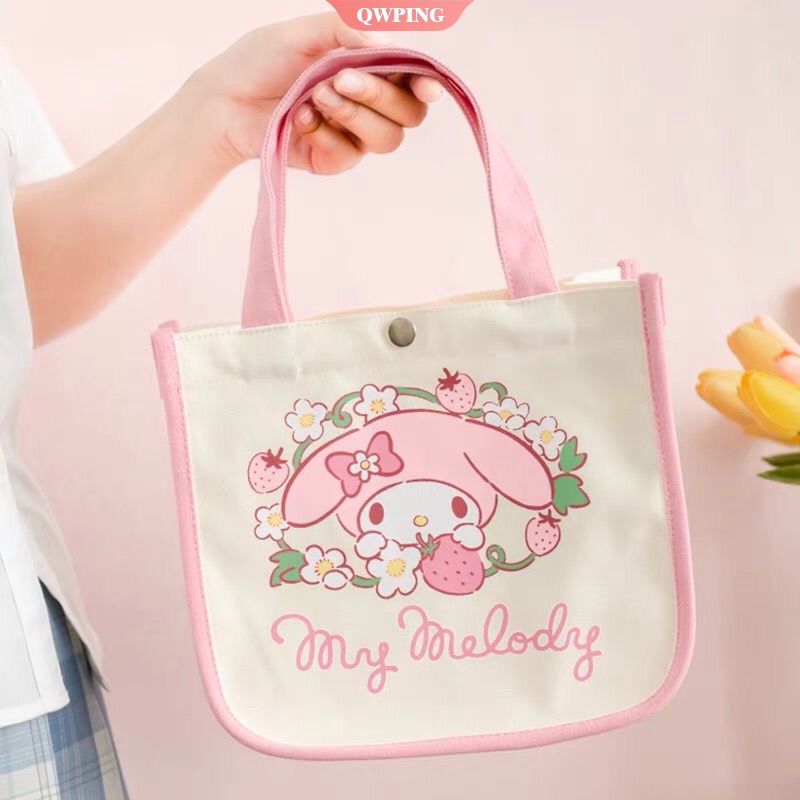 Sanrioes Túi Đựng Cơm Trưa Xách Tay Hình Kuromi My Melody Cinnamoroll Hoạt Hình Dễ Thương Tái Sử Dụng