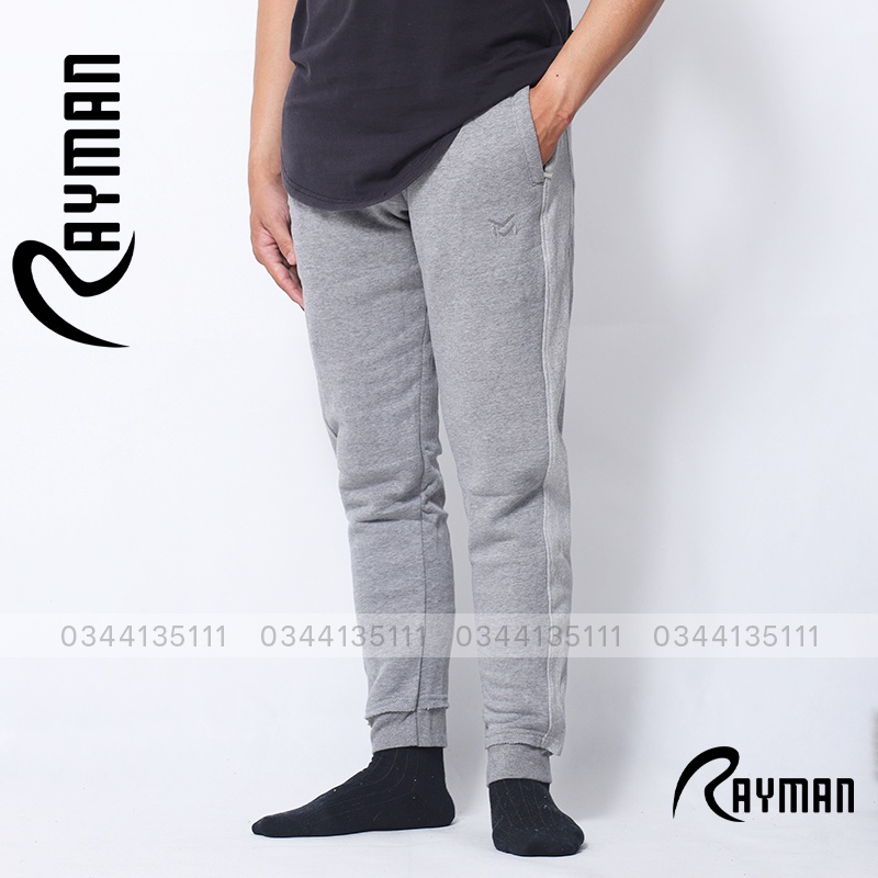 Quần Nam Jogger Thun Nỉ RAYMAN Quần Thun Dài Nam Màu Đen, Xám Chuột, Xám