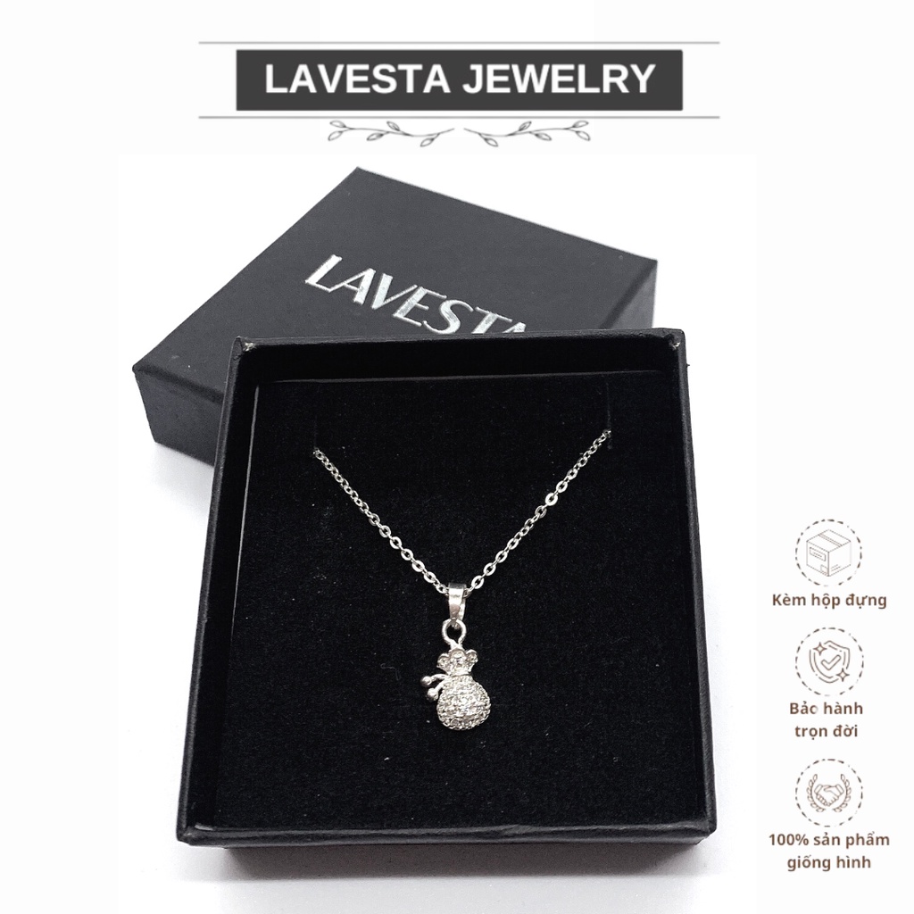 Dây chuyền nữ bạc ta nguyên chất S999 mặt hình hũ tiền cầu tài lộc SUN574 Lavesta premmium