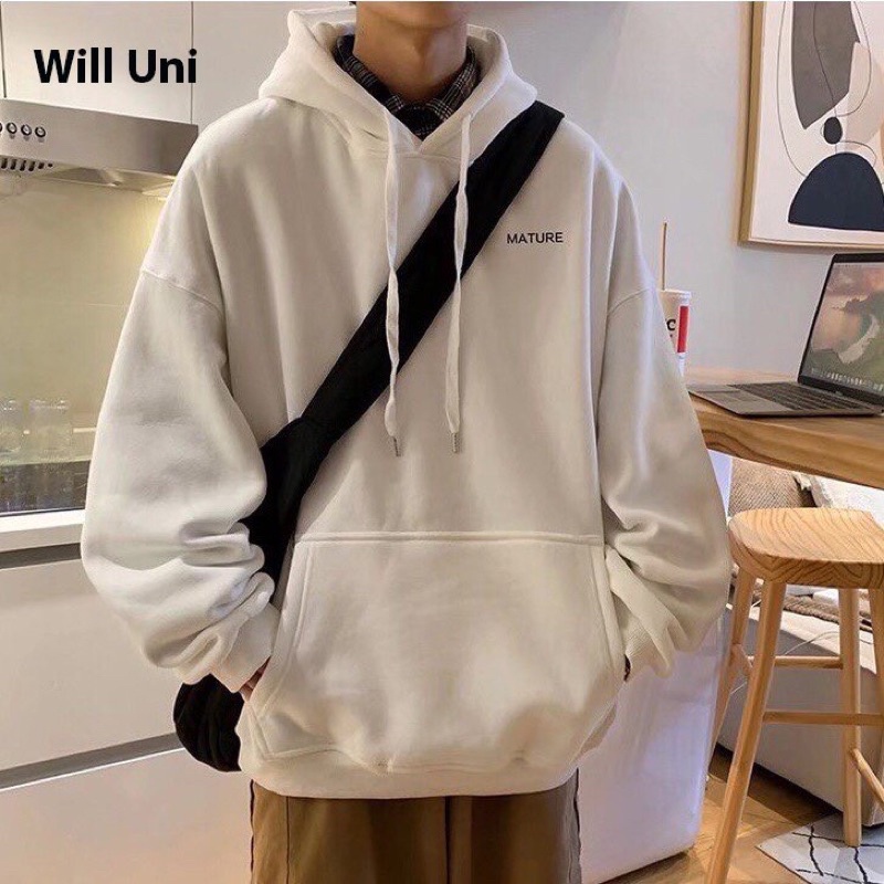 Áo Hoodie Form Rộng Nam Nữ Unisex In Dòng Chữ Nhỏ MATURE
