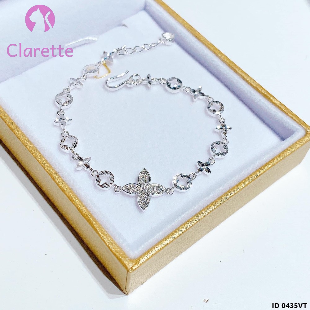 Vòng tay bạc hình hoa bốn cánh Clarette 0435VT