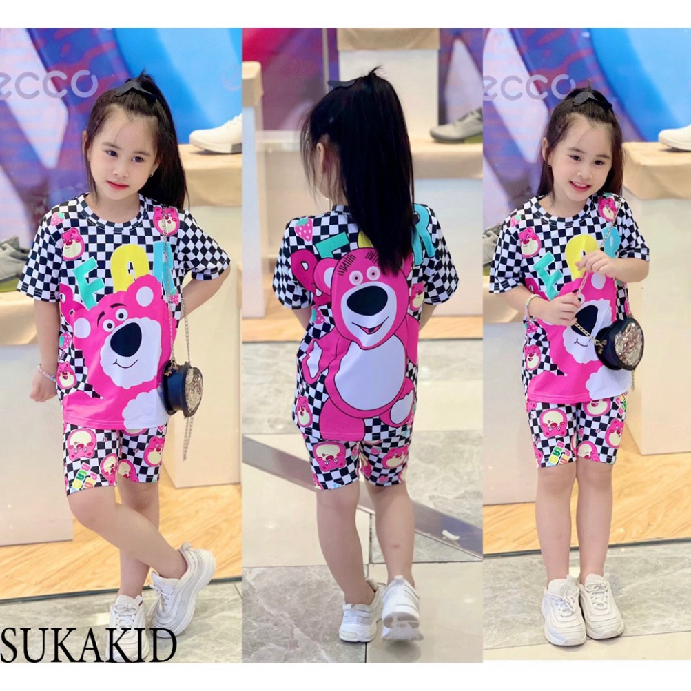 ( Km ) Combo 3 Bộ quần áo trẻ em hinh in 3D co 3 mẫu gấu.mitkey.gái cột tóc 6kg đên 40kg.GN011.