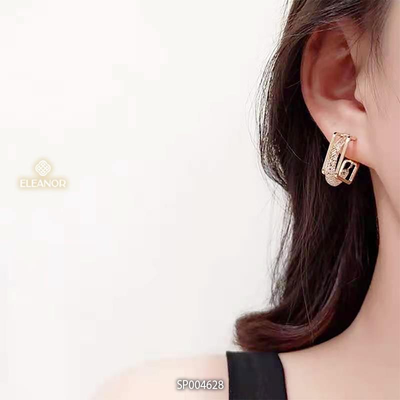 Bông tai nữ chuôi bạc 925 Eleanor Accsessories hình vuông phụ kiện trang sức 4628