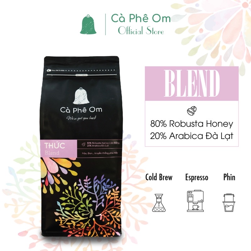 Cà phê nguyên chất Blend 2/8 Arabica Đà Lạt Robusta Honey , Cà phê hạt rang mộc chất lượng cao