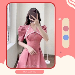 Váy tiểu thư tay bồng, cổ sơ mi nhọn - bc19