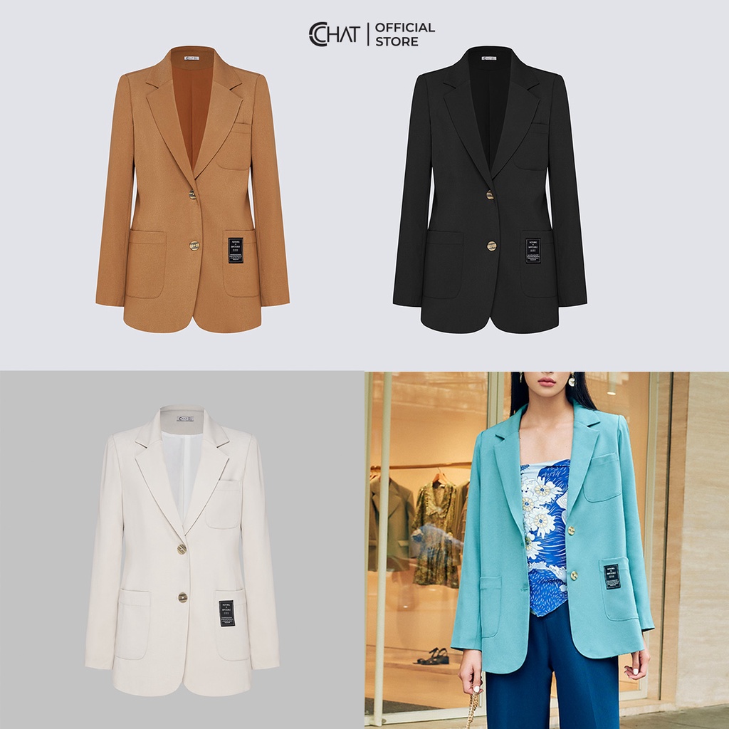 Áo Blazer Nữ 𝐂𝐂𝐇𝐀𝐓 Túi Ốp Trang Trí Mác Chất Tuytsi Cao Cấp 92EHS2003ST | BigBuy360 - bigbuy360.vn