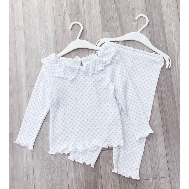 Set 2 bộ dài tay bé gái cotton co dãn