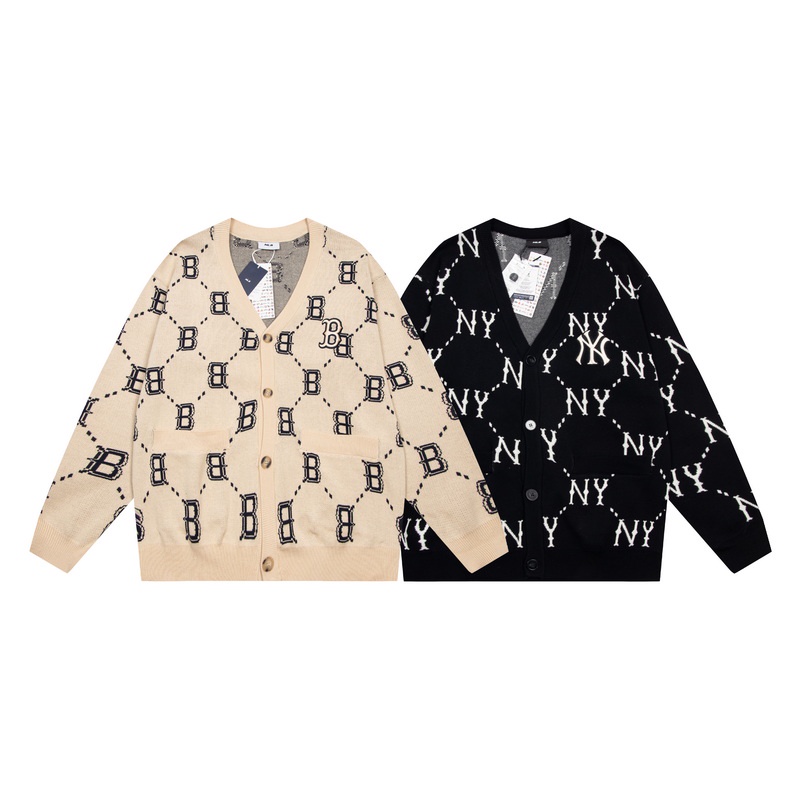 ❤ Mlb Áo Khoác Cardigan Tay Dài Cổ Chữ V Thêu Chữ Thời Trang