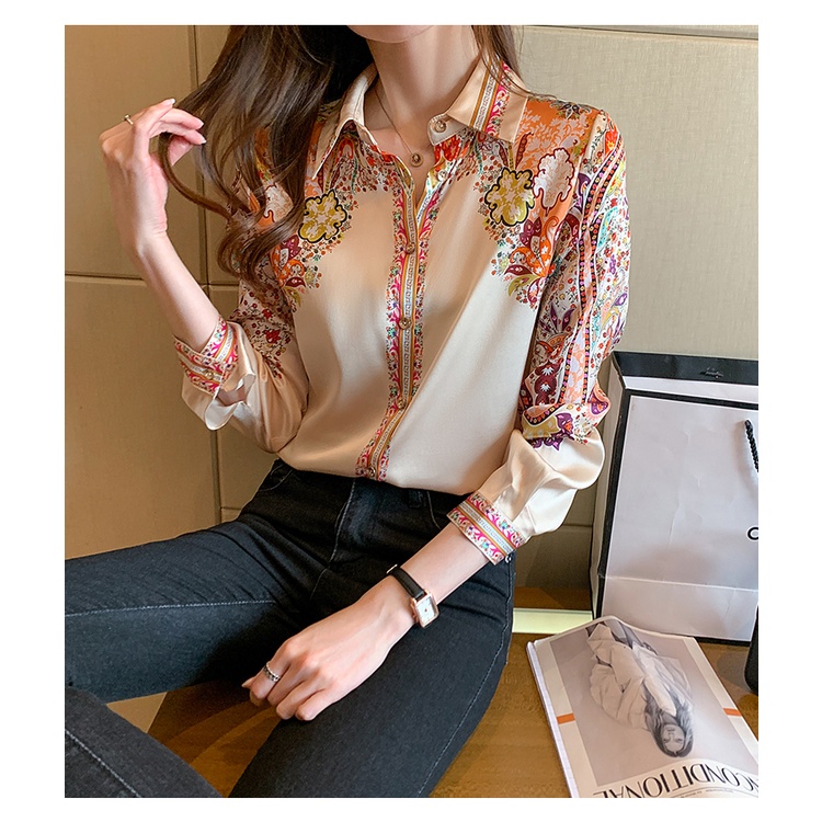Áo Sơ Mi Công Sở Tay Dài In Hoa Kiểu Hàn Quốc Thời Trang 2022