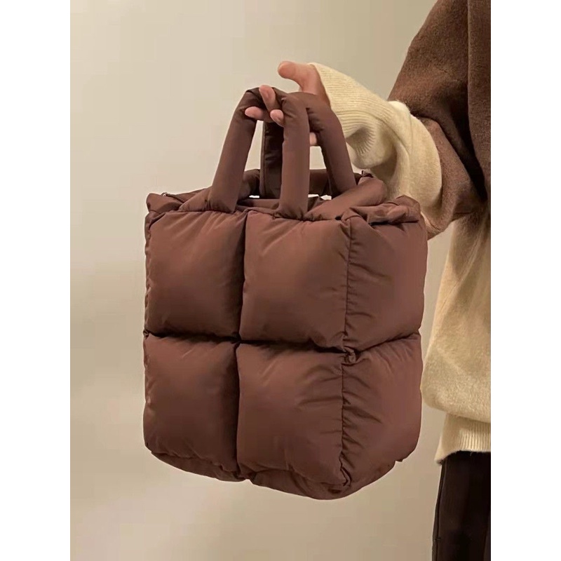 IELGY Niche Túi tote cotton Mềm Mại Hình Vuông Họa Tiết Kim Cương Dành Cho Nữ