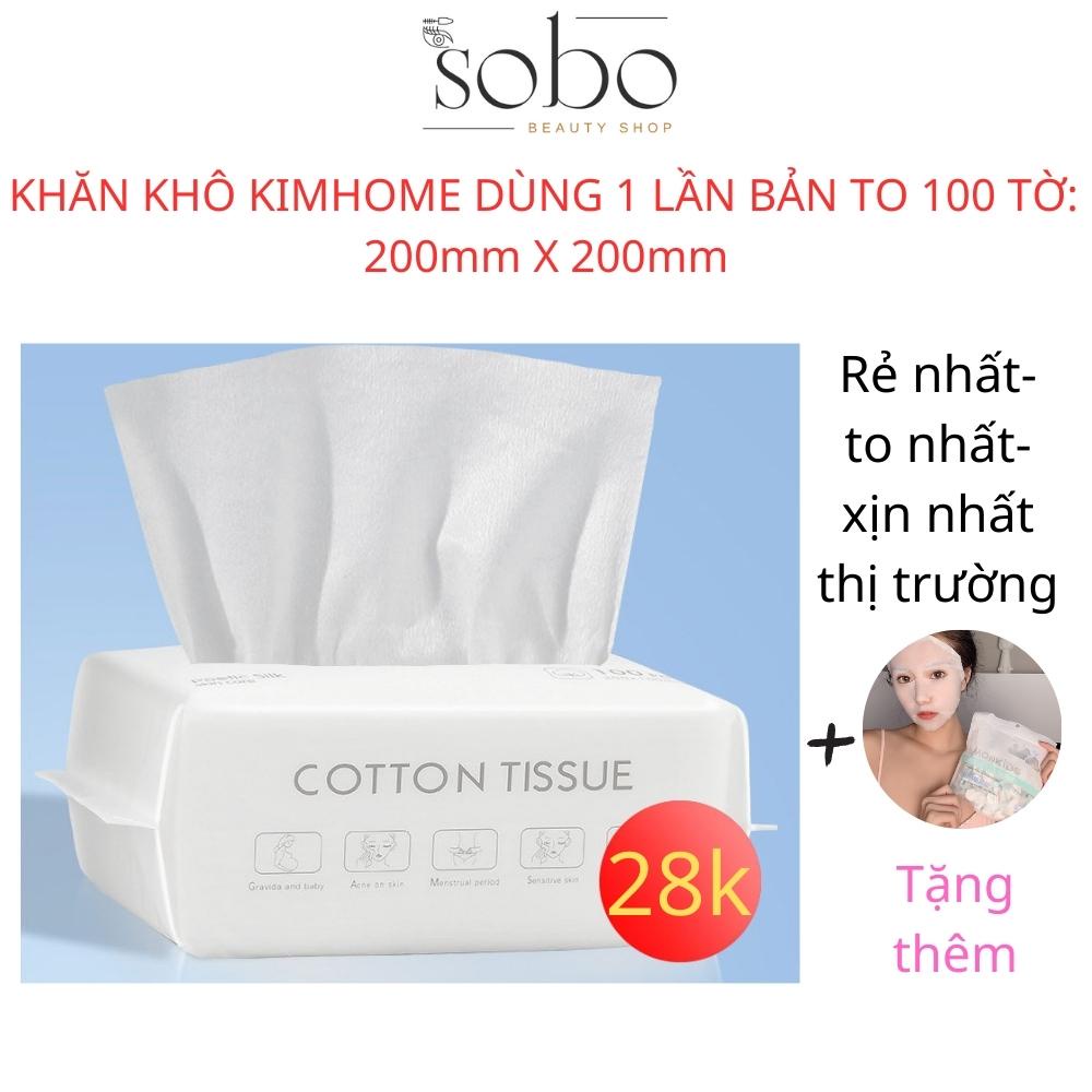 Khăn mặt khô đa năng cotton towel dùng 1 lần lau khô, lau ướt - khăn vải lau mặt dùng một lần tiện dụng ( 100 tờ/bịch )