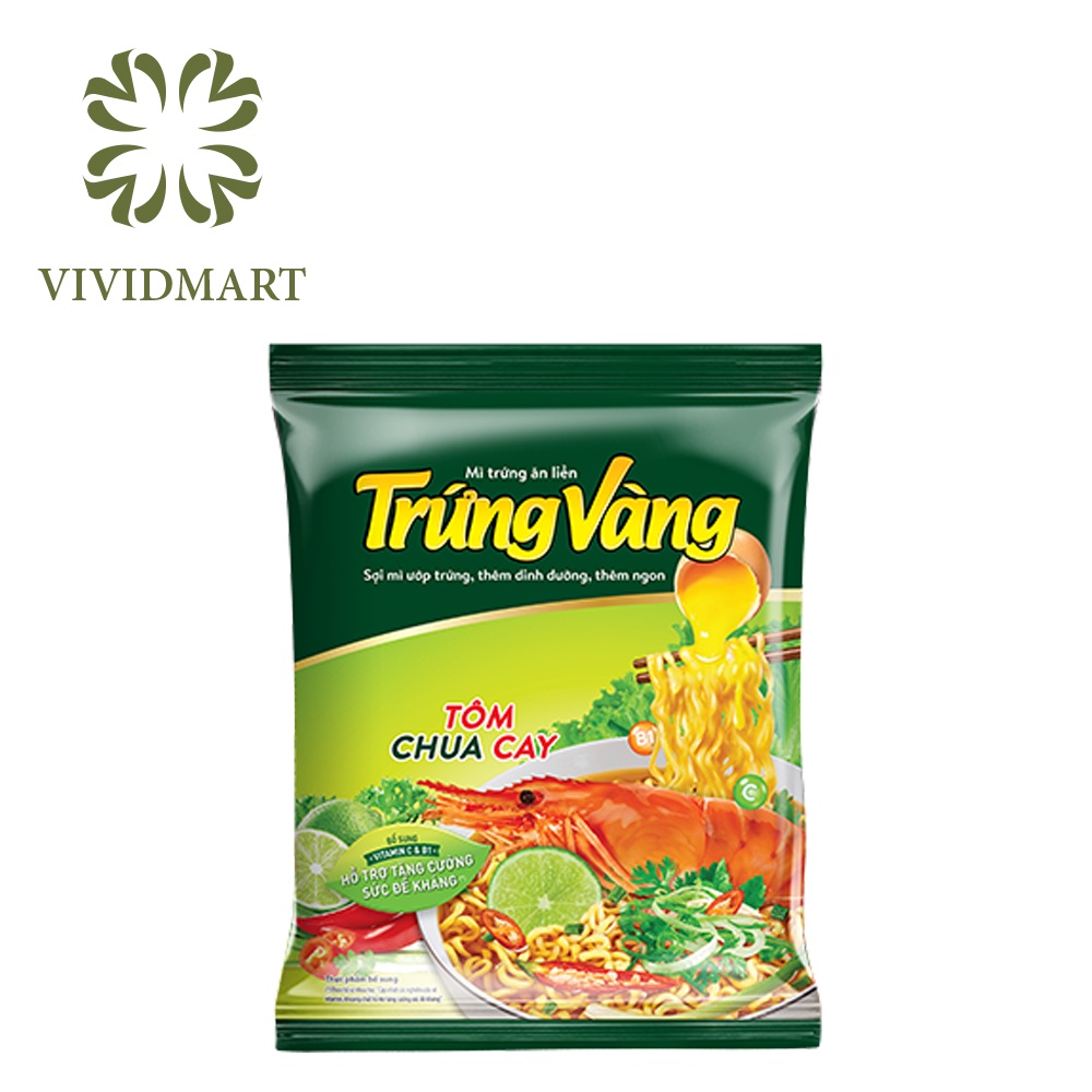 MÌ TRỨNG VÀNG 2 VỊ: TÔM CHUA CAY VÀ LẨU CÁ CHUA CAY  - GÓI 75gr - GẤU ĐỎ