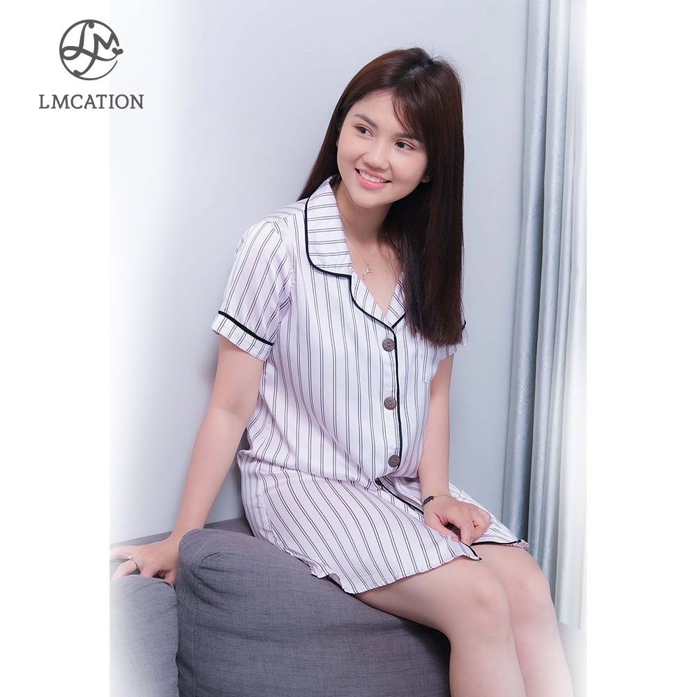 Đầm Pijama Nữ LMcation Molly - Sọc Hồng