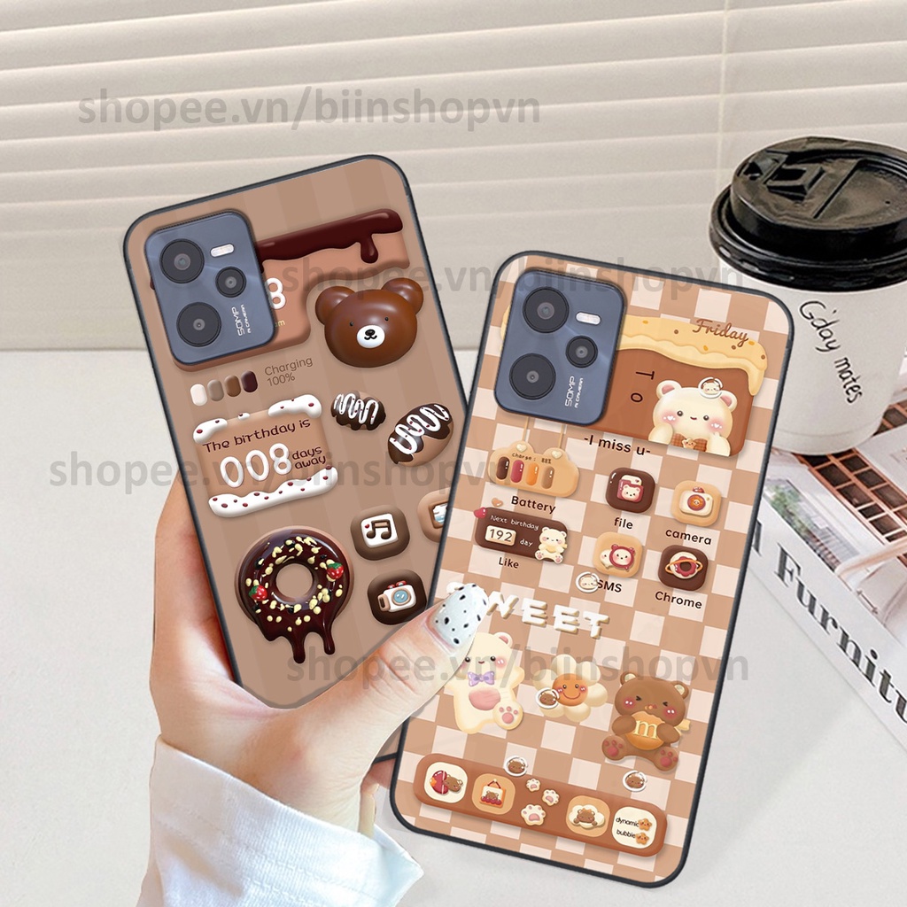 Ốp Realme C35 in hình gấu chocolate kẹo ngọt siêu đẹp siêu xinh