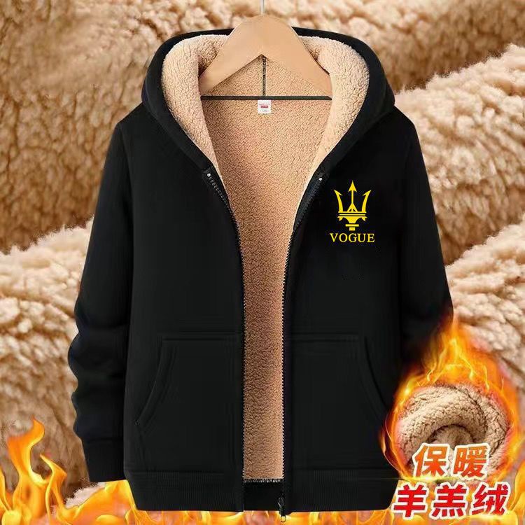 Áo Khoác Lông Cừu Dày Dặn Dáng Rộng Có Khóa Kéo Thời Trang Mùa Đông