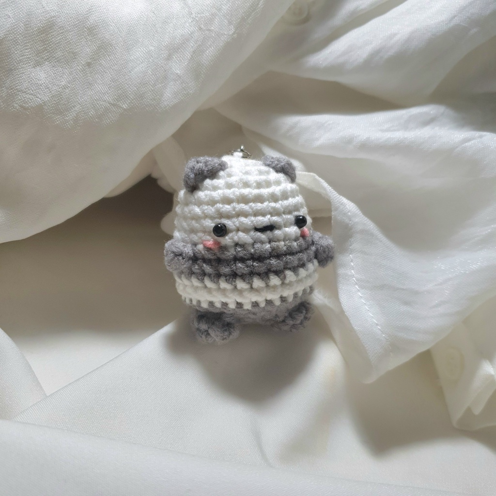 Móc khoá gấu bears bằng len 2 màu