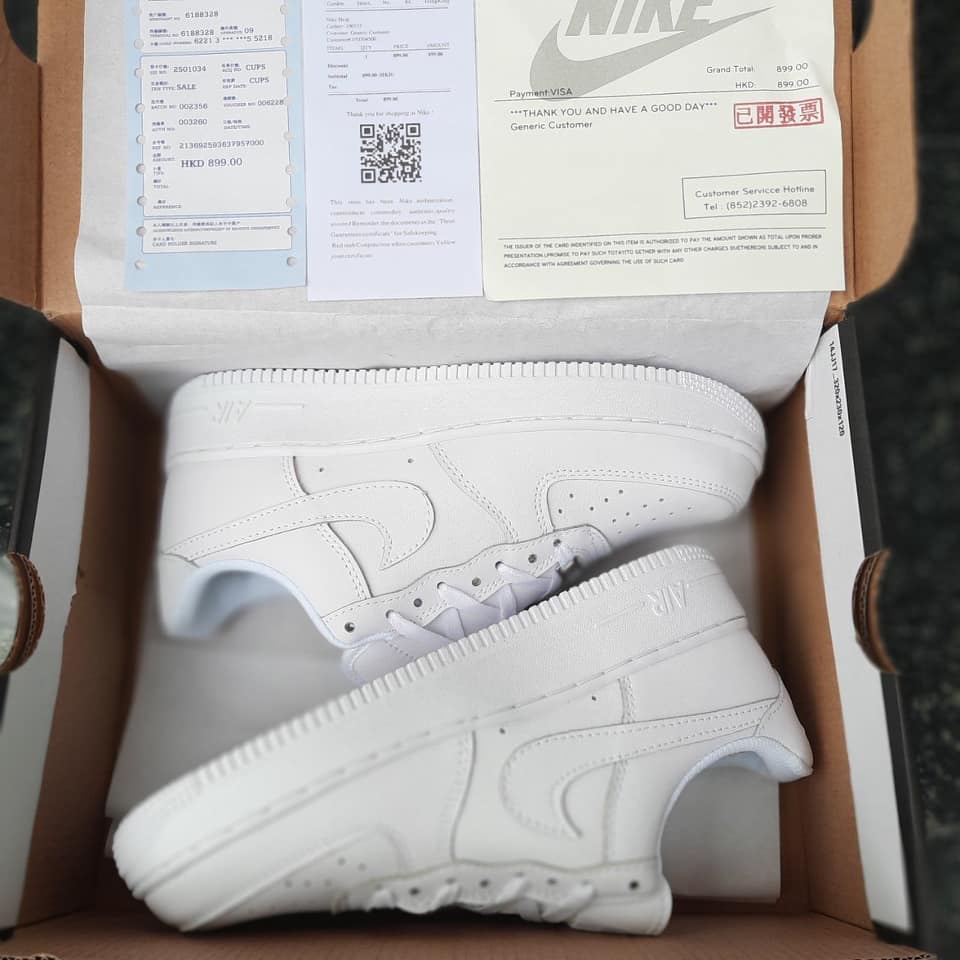 Giày 𝗔𝗙𝟭 𝗡𝗜𝗞𝗘_Trắng Nam Nữ, Giày 𝗡𝗜𝗞𝗘_Air Force 1 All White Full Box Bill