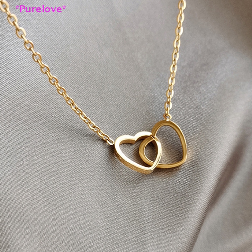 Vòng cổ Mặt Trái Tim Đôi Bằng Thép Không Gỉ Thời Trang Mới
