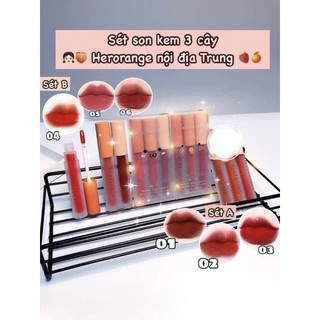Set 3 cây son kem herorange fluffy lip glaze nội địa trung