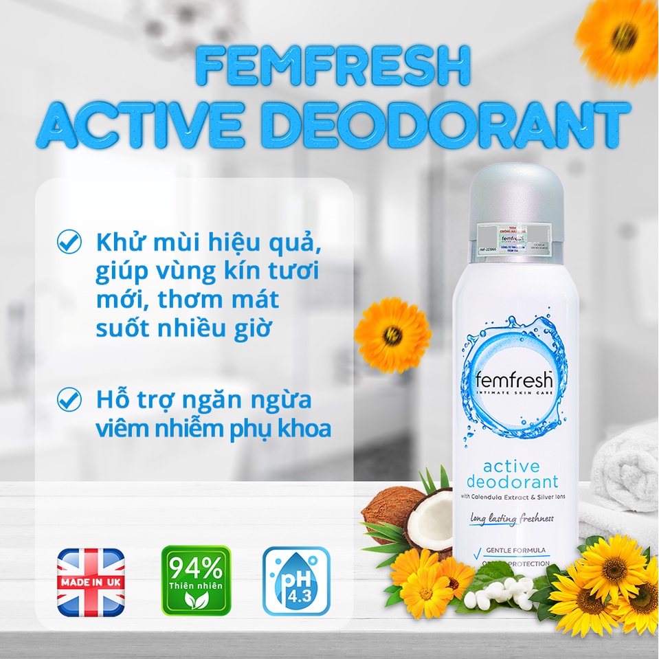 [COMBO] Dung Dịch Vệ Sinh Phụ Nữ Femfresh Daily Wash  & Xịt Thơm Mát Khử Mùi Vùng Kín Femfresh 125ml