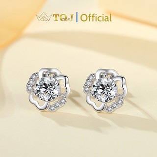 Khuyên tai bạc tqj-ke228, khuyên tai bạc 925, bông tai nữ, bông tai bạc 925 thời trang, khuyên tai hoa anh đào
