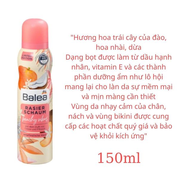 Combo Violong: Bọt cạo lông Balea Peachy Vibes +Kem dưỡng sau cạo Balea Hautcreme