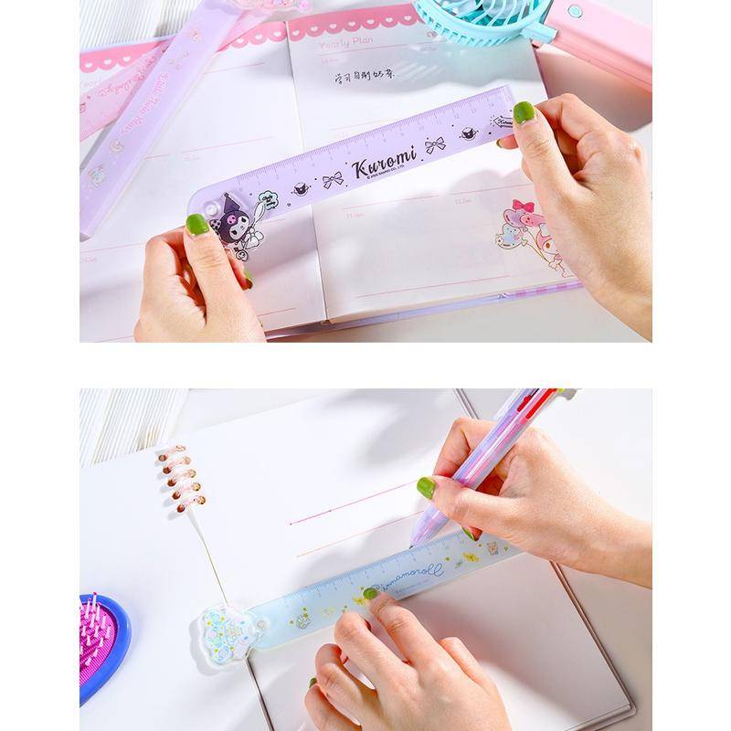 SANRIO Thước Thẳng Vẽ Họa Tiết Hoạt Hình Cinnamoroll Kuromi My Melody LittleTwinStars Dễ Thương Vui Nhộn Kiểu Hàn Quốc Làm Quà Tặng Cho Bé