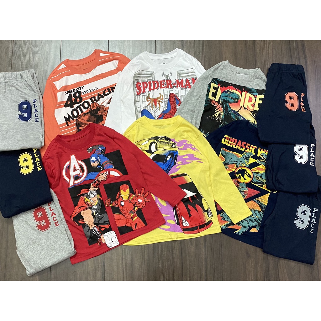 Bộ cotton dài tay place in hình cho bé trai dòng đại