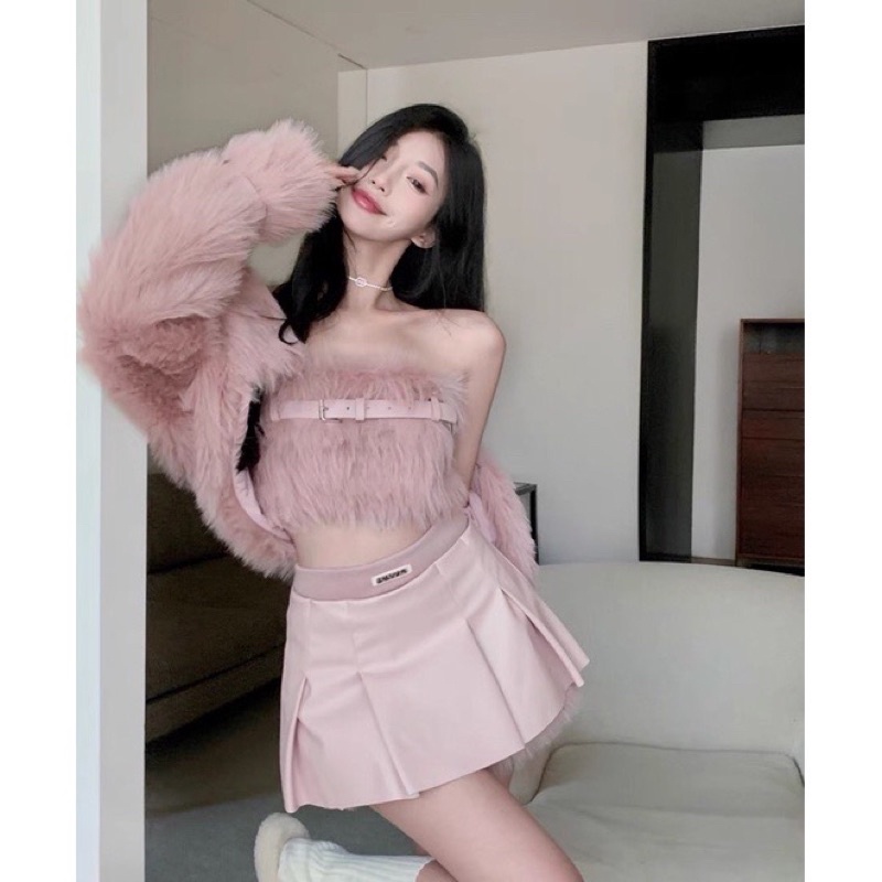TKLIHN Set váy Lông cưu ROSES BLACKPINK Sang Chảnh Ulzzang SEXY FASHION 2022